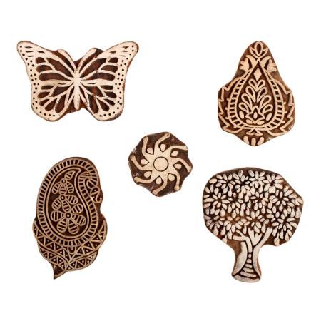 Set of 5 Piece New Mix Wooden Printing Block